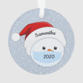 マスク雪だるまとサンタハットアクリルオーナメント オーナメント (裏面)
