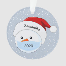 マスク雪だるまとサンタハットアクリルオーナメント オーナメント