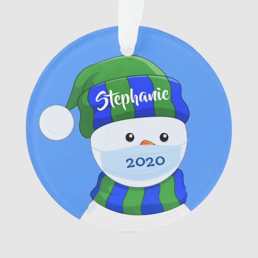 マスク雪だるまアクリルオーナメント オーナメント (正面)