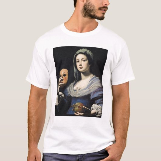マスク2を持つ女性 Tシャツ (正面)