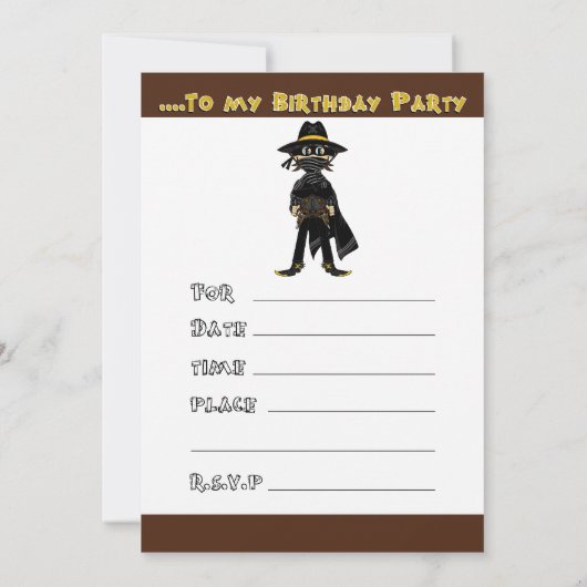 マスク·ガンスリンガーアット·ジェイル·パーティー招待状 招待状 (裏面)