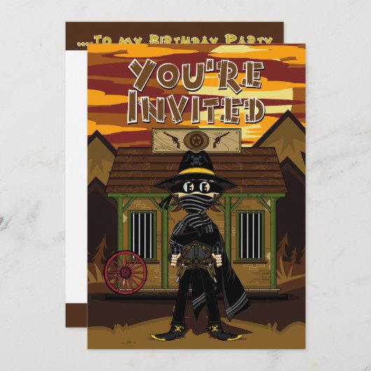 マスク·ガンスリンガーアット·ジェイル·パーティー招待状 招待状 (正面/裏面)