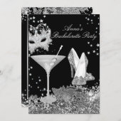 マスク&シルバージュエルレースバチェロレッテ招待状 招待状 (正面/裏面)