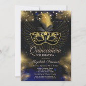 マスク、ストリングライト、スターズブルークインチェニェラ 招待状 (正面)