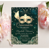 マスク,ストリングライト,レース,グリーンスターのキンセアニエラ 招待状