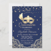 マスク,ストリングライト,レース,星のキンセアニエラ 招待状 (正面)