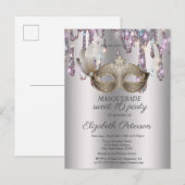 マスク、ドリップ、マスカレード甘い16 インビテーションポストカード (正面/裏面)