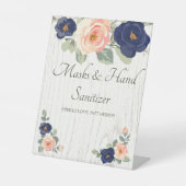 マスク&ハンドサニタイザブルーピーチフローラ結婚ズ 台座サイン (正面)