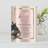 マスク ローズゴールド 40歳の誕生日招待状 招待状 (スタンド正面)