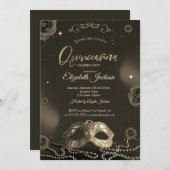 マスク ローズ パール グレー 15歳の誕生日 招待状 (正面/裏面)