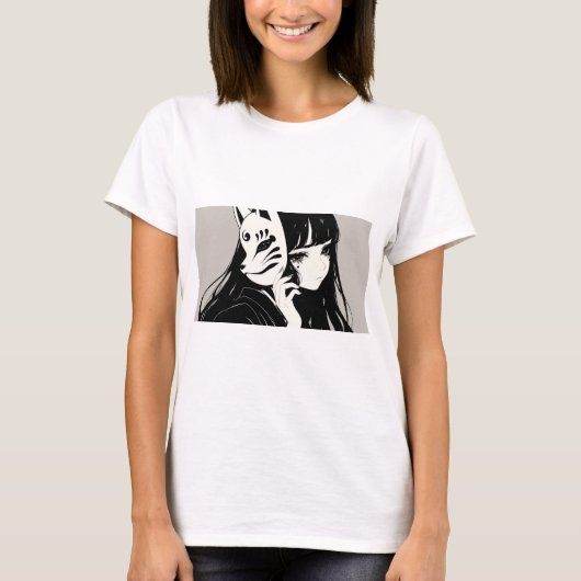 マスクTシャツを着た少女 Tシャツ (正面)