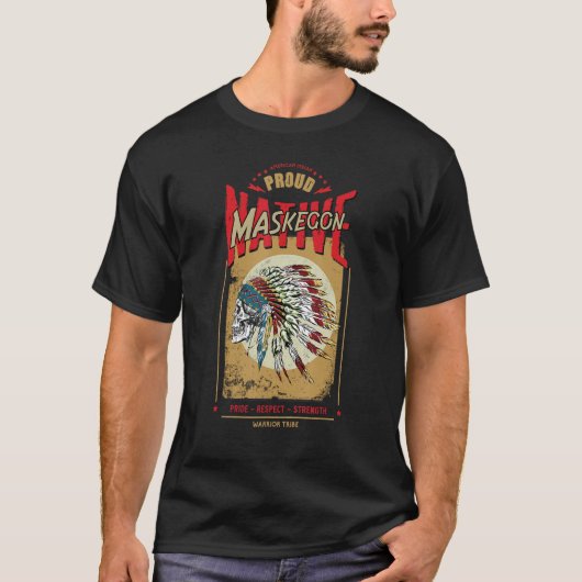 マスケゴン先住民アメリカインディアン・ウォリアー族プロ Tシャツ (正面)