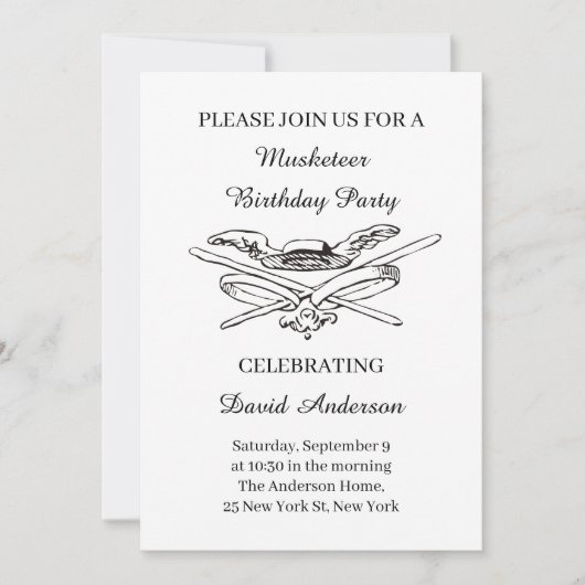 マスケットクールアーヒーローキッズボーバースデーパーティー 招待状 (正面)