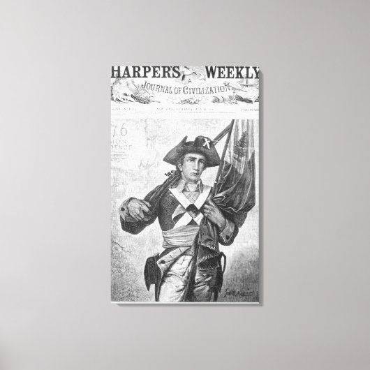 マスケット旗を持つ大陸兵 キャンバスプリント (正面)