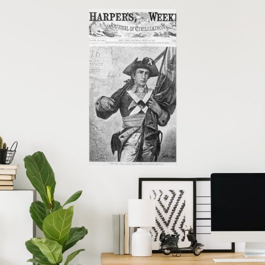 マスケット旗を持つ大陸兵 ポスター (ホームオフィス)