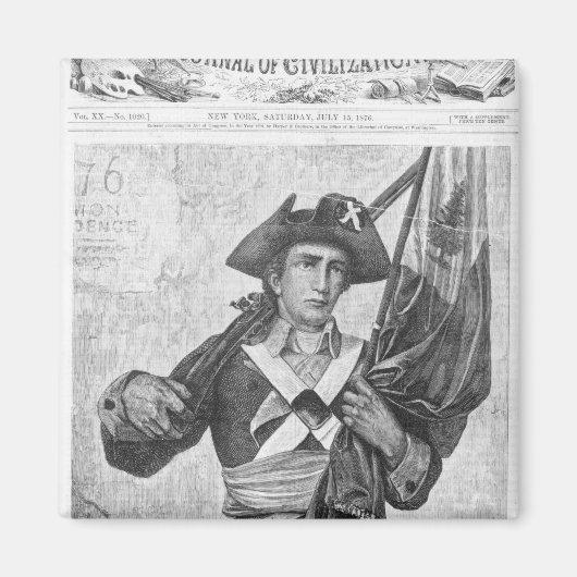 マスケット旗を持つ大陸兵 マグネット (正面)