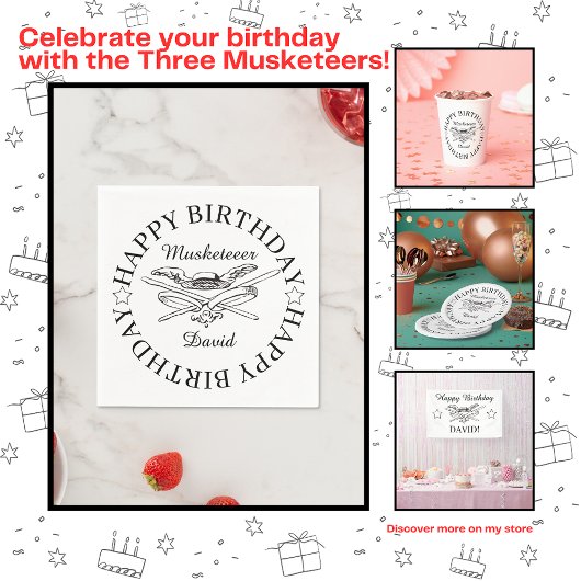 マスケートヒーローハッピーバースデーパーティーのカスタマイズ スタンダードカクテルナプキン