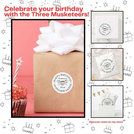 マスケートヒーローハッピーバースデーパーティーのカスタマイズ ラウンドシール