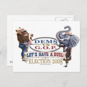 マスコットの政治決闘の選挙2008年 ポストカード (正面/裏面)