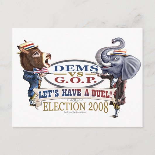 マスコットの政治決闘の選挙2008年 ポストカード (正面)