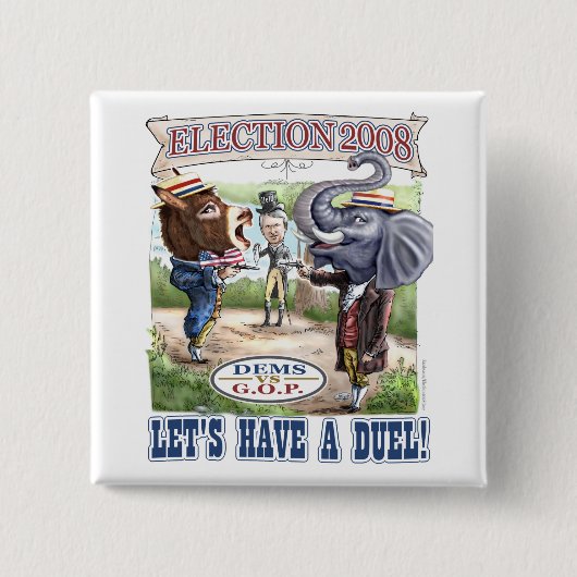 マスコットの政治決闘の選挙2008年 缶バッジ (正面)