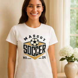 マスコットサッカーシャツ – はっきりしたチームロゴ付きナンバーズ Tシャツ