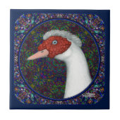 マスコビアガモ(白) タイル (正面)