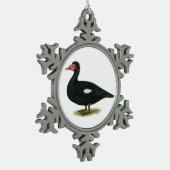 マスコビブラックドレイク スノーフレークピューターオーナメント (左)