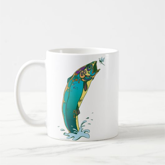 マスサイケデリック魚釣り コーヒーマグカップ (左)