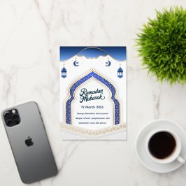 マスジッド付きのイード・ムバラク・カード 箔グリーティングカード