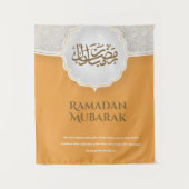 マスジッド付きのEid Mubarakカード タペストリー (正面)