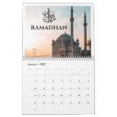 マスジドと一緒に Eid Mubarak カレンダー (1月 2027)