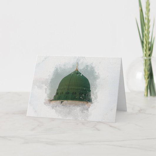 マスジドアンナバウィウォータカラーイラストレーションイスラムP カード (正面)