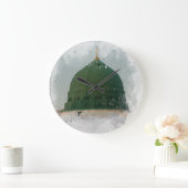 マスジドアンナバウィウォータカラーイラストレーションイスラムP ラージ壁時計 (ホーム)