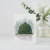 マスジドアンナバウィウォーターカラーイラストレーションイスラム ポストカード (スタンド正面)