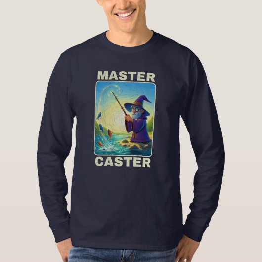 マスタキャスター – 魔法魚釣りウィザード Tシャツ (正面)