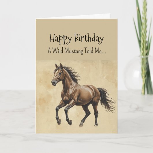 マスタングの馬のような性格 誕生日おめでとう カード (正面)