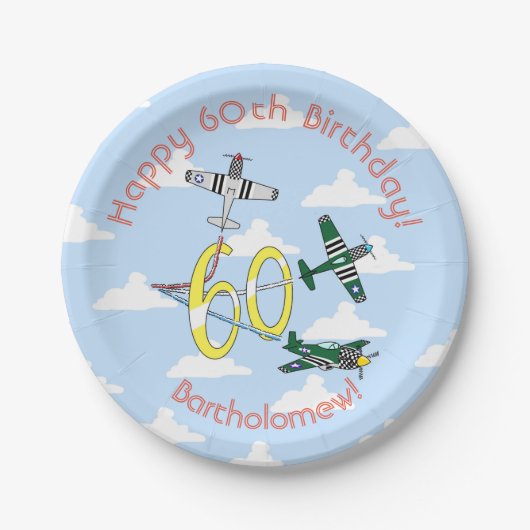 マスタングス60歳の誕生日ブルースカイ ペーパープレート (正面)