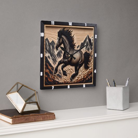 マスタングブロンク高地盆地でキック スクエア壁時計 (オフィス)