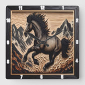 マスタングブロンク高地盆地でキック スクエア壁時計 (正面)