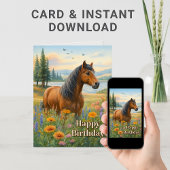 マスタングホース誕生日馬好きグリーティングカード カード