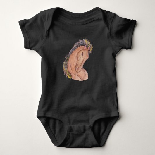 マスタング馬 ベビーボディスーツ (正面)