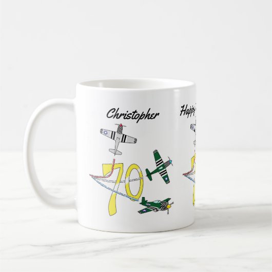 マスタング70歳の誕生日コーヒーマグ コーヒーマグカップ (左)
