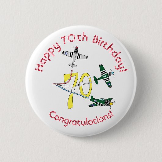マスタング70歳の誕生日バッジ 缶バッジ (正面)