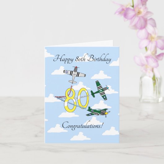 マスタング80歳の誕生日カード (ブルースカイ) カード (蘭)