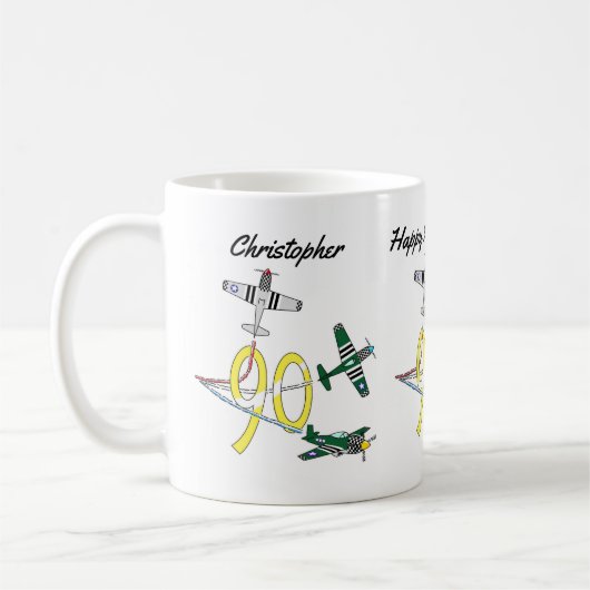 マスタング90歳の誕生日コーヒーマグ コーヒーマグカップ (左)