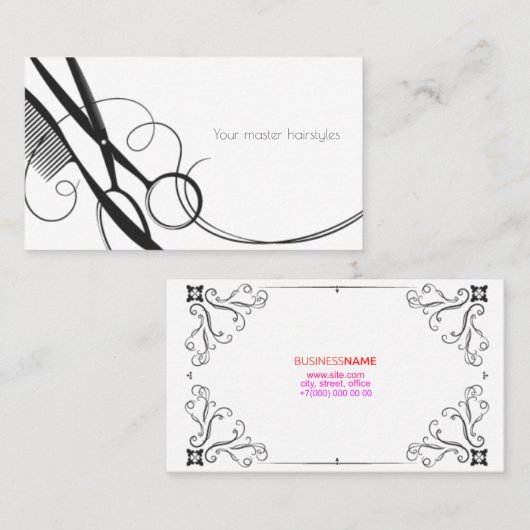 マスターのヘアスタイルのための名刺 名刺 (正面/裏面)