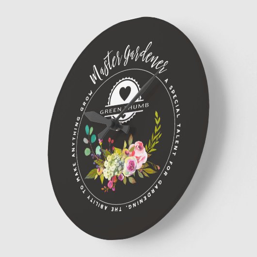 マスターの庭師、園芸ギフト。 緑親指 ラージ壁時計 (傾斜)