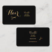 マスターエレガントヘアスタイリスト黒と金ゴールド 名刺 (正面/裏面)