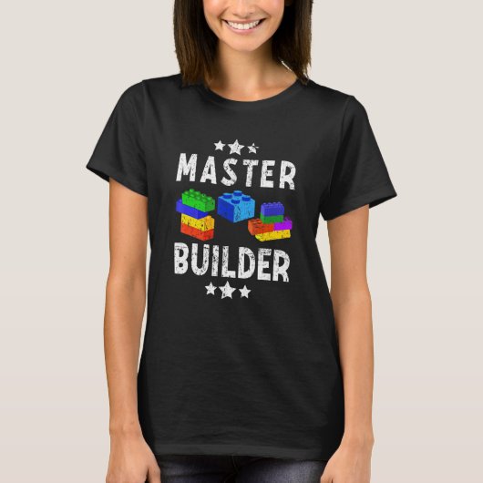 マスタークールビルダおもしろい建物ブロックMen Wom Tシャツ (正面)